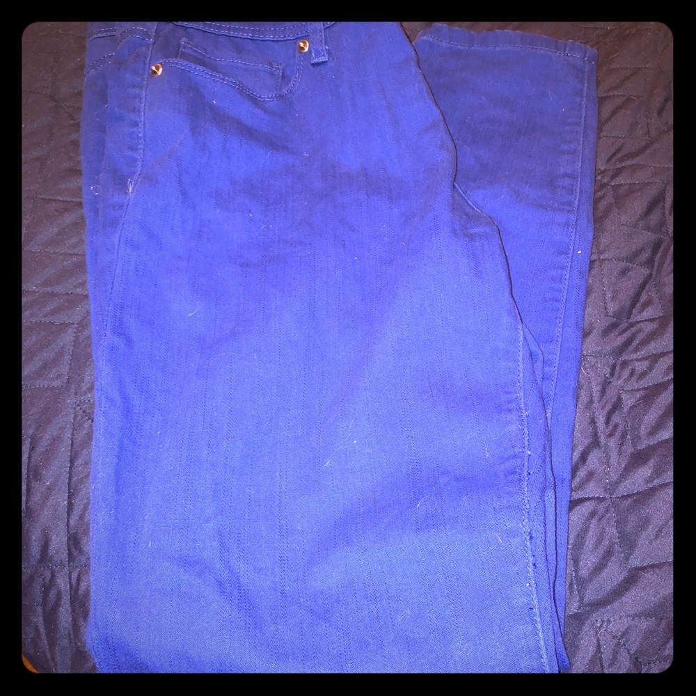 Bright blue jeans